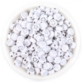 Flat round white acrylic beads with silver star, heart, and flower designs for DIY jewelry - 7*4mm Hole 1.5mm (100 Pieces) / White With Silver Pattern (14#)