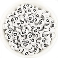 Flat round white acrylic beads with black letter D for DIY jewelry making crafts - Letter D / 100 Pcs/Pack (16g)