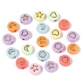 Pastel acrylic 7x4mm beads with gold-rimmed star heart patterns for DIY jewelry making - 7*4mm Hole 1.5mm (100 Pieces) / Multicolor With Gold Pattern (15#)