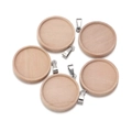 Cinque vassoi circolari in legno naturale per pendenti con ganci in metallo per gioielli DIY - EU 30 / Beige