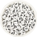 7mm white acrylic flat round alphabet bead with black letter G for DIY jewelry making - Letter G / 100 Pcs/Pack (16g)