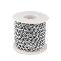 Bright silver curb chain on a white spool for DIY bag accessories and jewelry making - 7*10mm Wire Diameter 2mm / White K/Silver