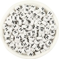 Flat round white acrylic beads with black letter H for DIY jewelry making sets - Letter H / 100 Pcs/Pack (16g)