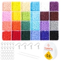 Kit de perles en verre 24 compartiments avec fil élastique pour création bijoux DIY - 24 Grilles Perles de Rocaille + Accessoires (4)