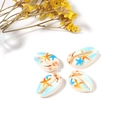 Lot de quatre coquillages naturels avec motifs d'étoiles de mer bleues et orange pour DIY - Étoile de mer peinte (1#)