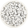 White flat round acrylic beads with black letter J for DIY handmade jewelry crafts - Letter J / 100 Pcs/Pack (16g)