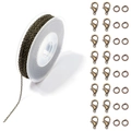 Set detallado de cadenas de bronce antiguo para joyas DIY con cierres y anillas - 3 Metros/rollo + 10 Hebillas De Langosta + 30 Anillas Individuales / Bronce