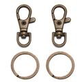 Close-up of antique bronze zinc alloy lobster clasps with flat key rings for DIY crafts - Clasp 38*15mm Ring 25mm / Antique Bronze