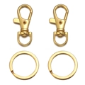 Detailed view of polished gold lobster clasps and key rings with high metallic shine - Clasp 38*15mm Ring 25mm / Gold