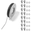 Kit de joyería DIY con cadena de cruz de hierro gris gunmetal y cierres de langosta - 3 Metros/rollo + 10 Hebillas De Langosta + 30 Anillas Individuales / Negro de Humo