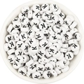 7x4mm white acrylic alphabet bead with black letter K for DIY jewelry making - Letter K / 100 Pcs/Pack (16g)