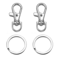 Detail of silver zinc alloy lobster clasps and flat split key rings on white background - Clasp 38*15mm Ring 25mm / Silver