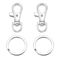 Detailed view of silver zinc alloy lobster clasps and flat split key rings for DIY - Clasp 38*15mm Ring 25mm / Silver