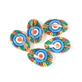 Five colorful hand-painted natural cowrie shells with evil eye pattern for DIY jewelry - Multicolor Sun Pattern Contrast (5#)