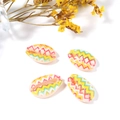 Handmade DIY colorful painted natural cowrie shell beads with wave patterns for jewelry - Pink Yellow Green Wave (13#)