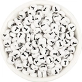 Flat round white acrylic beads with black letter T for DIY jewelry making and crafts - Letter T / 100 Pcs/Pack (16g)