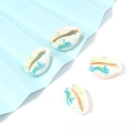 Hand painted natural shell charms featuring turquoise seahorse patterns for DIY jewelry - Seahorse Marine (14#)