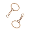 Portachiavi piatto oro rosa con catena corta e anello di giunzione aperto per fai da te - Diametro Esterno 30mm / Portachiavi Oro Rosa + Anello