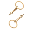 Portachiavi piatto dorato con catena e vite a occhiello accessorio per fai da te - Diametro Esterno 30mm / Portachiavi Oro + Anello + Perno ad Occhiello
