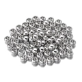 Close-up of polished silver CCB round spacer beads with large holes for DIY jewelry - 4mm Diameter (100 Pieces/Pack) / White K/Silver