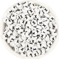 Bulk white acrylic round beads with black letter X for DIY jewelry making and crafts - Letter X / 100 Pcs/Pack (16g)