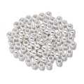 Macro detail of polished silver CCB beads with large holes for DIY jewelry making - Diameter 8mm (Hole 3.8mm, 100 Pcs, 20g) / Silver