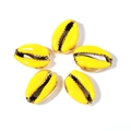 Five yellow enamel shell charms with gold plating for handmade DIY jewelry - Yellow Gold Edge (19#)