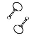 Set di due portachiavi in metallo piatto nero opaco con catena per creazioni artigianali - Portachiavi Nero Nuoto + Anello