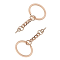 Portachiavi piatto in metallo oro rosa con catena e vite a occhiello per gioielli fai da te - Portachiavi Oro Rosa + Anello + Perno ad Occhiello