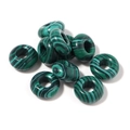 Polished malachite style abacus beads with green striped texture for DIY jewelry making - 10mm / Malachite