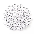 White 7mm acrylic alphabet beads with black letter L for DIY jewelry making - Number 7 / 100 Pcs/Pack (16g)