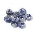Macro detail of blue sodalite stone donut charms with natural white marbled texture - 10mm / Blue Spot Stone