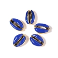 Royal blue enamel shell beads with gold plated edges for DIY jewelry making - Royal Blue Gold Edge (22#)
