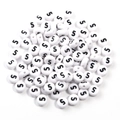 Flat round white acrylic beads with black number 5 for DIY jewelry making - Number 5 / 100 Pcs/Pack (16g)