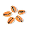 Set of 5 natural cowrie shells with orange oil coating and gold-plated edges for DIY jewelry - Orange Gold Edge (23#)