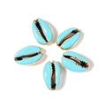 Five light blue enamel shell charms with golden plating for DIY jewelry making - Light Blue Gold Edge (24#)