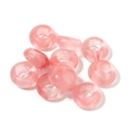 Close-up of pink translucent doughnut beads with natural texture for DIY jewelry making - 10mm / Watermelon red