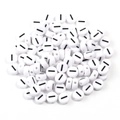 Flat round white acrylic beads with black dash symbol for DIY bracelet making projects - Number 1 / 100 Pcs/Pack (16g)