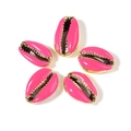 Pink enamel cowrie shell beads with golden plating for DIY jewelry making accessories - Hot Pink Gold Edge (25#)