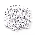 White acrylic round bead with number 2 print for DIY bracelet making and jewelry design - Number 2 / 100 Pcs/Pack (16g)