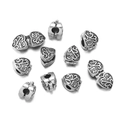 Antique silver heart-shaped stopper charm with Dad engraving and floral patterns - Heart-Shaped with Lettering (Style 1)