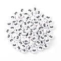 7x4mm white acrylic round flat beads with black number 3 for DIY jewelry making - Number 3 / 100 Pcs/Pack (16g)