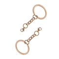 Due portachiavi piatti oro rosa con chiusura a moschettone e maglie di catena su bianco - Portachiavi Oro Rosa + Anello + Moschettone