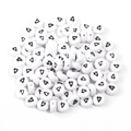 Flat round white acrylic beads with black number 4 print for DIY handmade jewelry crafts - Number 4 / 100 Pcs/Pack (16g)