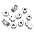 Set of 10 antique silver spacer clips with sunburst relief for DIY charm bracelets - Sunray Style (Style 3)