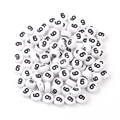 Flat round 7x4mm white acrylic beads with black printed number 6 and 9 for DIY jewelry - Number 6 / 100 Pcs/Pack (16g)