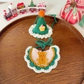 Set natalizio per animali all'uncinetto verde e bianco con cappello e bavaglino con orso - Taglia unica / Bavaglino Verde Orso Natale e Cappello Stella
