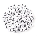 Bulk pack of white acrylic flat round beads with black number 8 for DIY jewelry making - Number 8 / 100 Pcs/Pack (16g)
