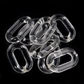 Macro view of transparent acrylic oval chain links with open design on black background - 50Pcs/Bag / High Bright Clear