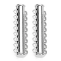Detailed view of silver slide tube clasps with 8 loops for multilayer jewelry making - White K/Silver